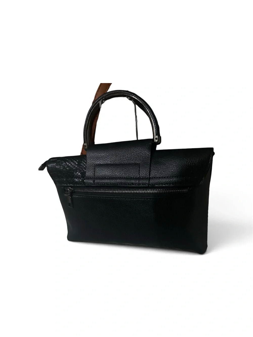 Classic Black Leather Tote Handbag